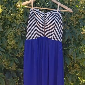 Strapless blue dress